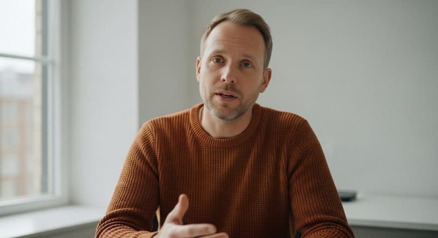A founder talking straight to camera in a finished video about pricing
